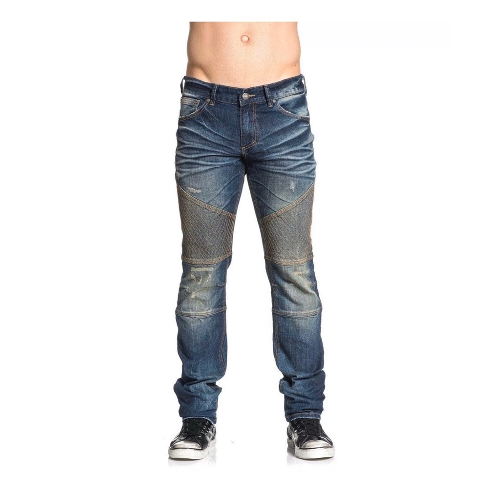 AFFLICTION Men Denim Jeans GAGE GRID MALI Embroide - Picture 2 of 9